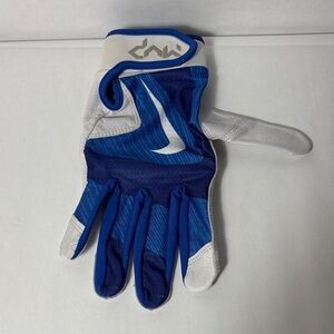 Nike MVP Edge Blue and White Baseball Batting Glove, Youth Model, Leather Palm